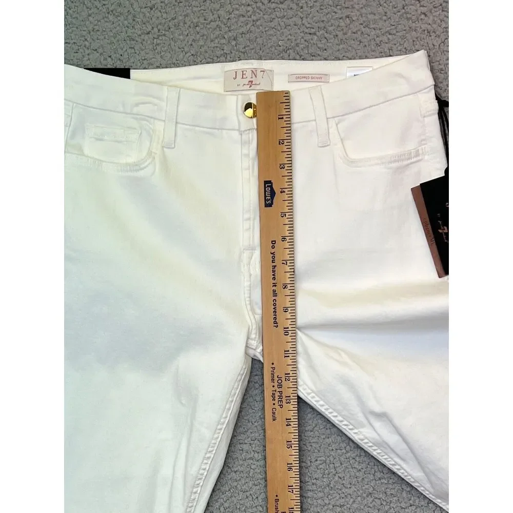 7 FOR ALL MANKIND Jen 7 Womens Sz 10 Cropped‎ Skinny White 30x25
